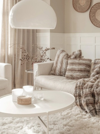 Polštář Bubble Taupe, 45x45 cm, umělá kožešina, hnědošedý