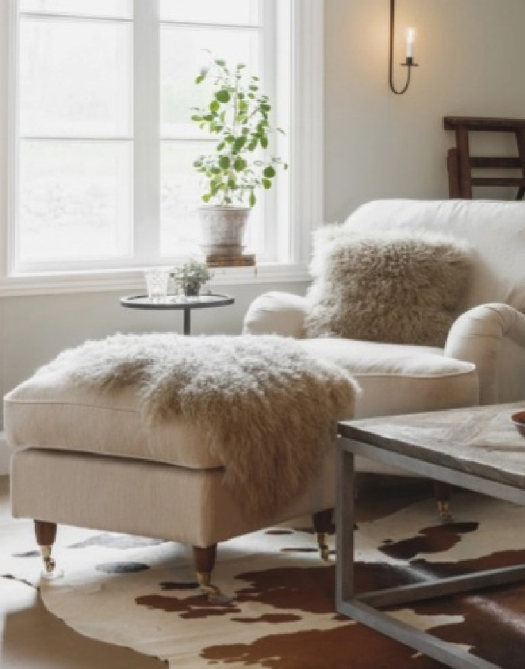 Polštář tibetská kožešina Shansi, béžová Degradé, 40x40 cm