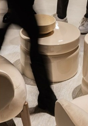 Keramický taburet Bambu, Ø38x45 cm, CS5152-A