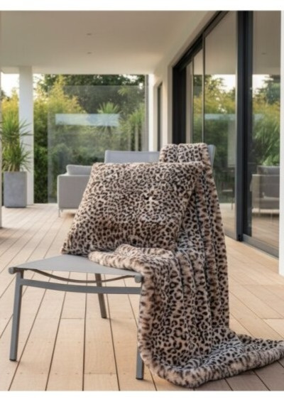 Leopardí přehoz Leo Cream, pléd, 140x220 cm