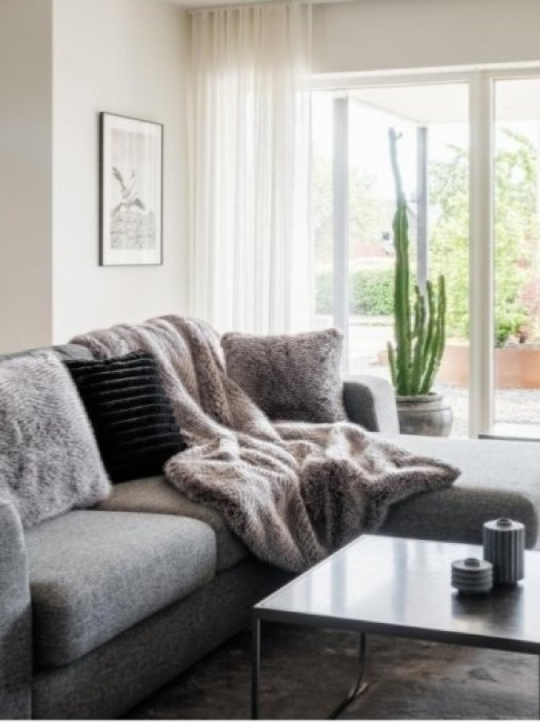 Pléd Stily Grey, 140x220 cm, umělá kožešina šedá