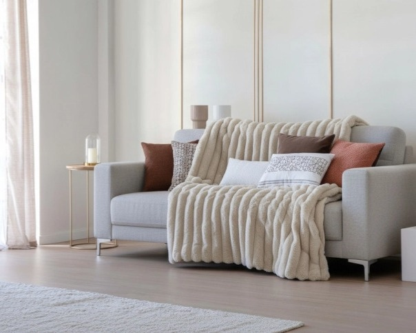 Hřejivý přehoz Cedric White, bílý, se 2 povlaky na polštáře 270x270 cm