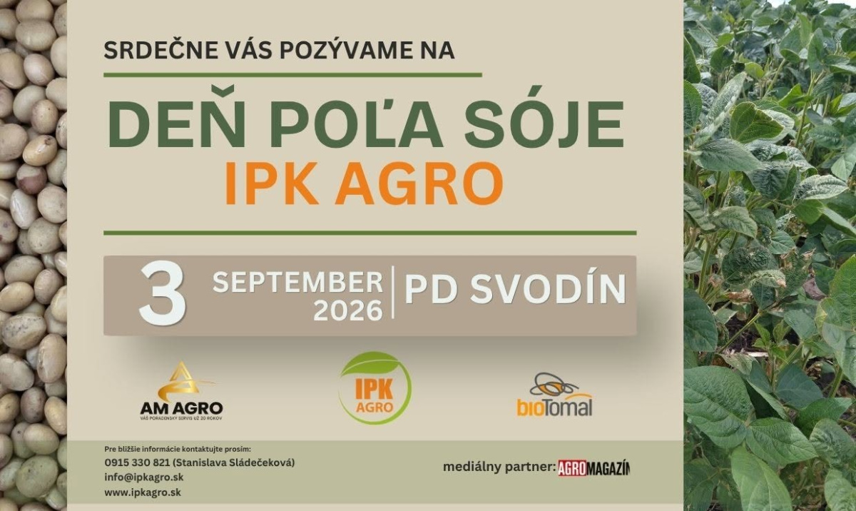 Deň poľa sóje IPK AGRO 2026: Stretnime sa vo Svodíne