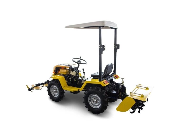 Malotraktor Tauros ZX18 4x4 + rotavátor + sekačka + ochranný rám se střechou