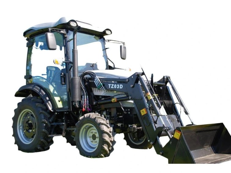 Malotraktor Tauros s kabinou a čelním nakladačem TE254C