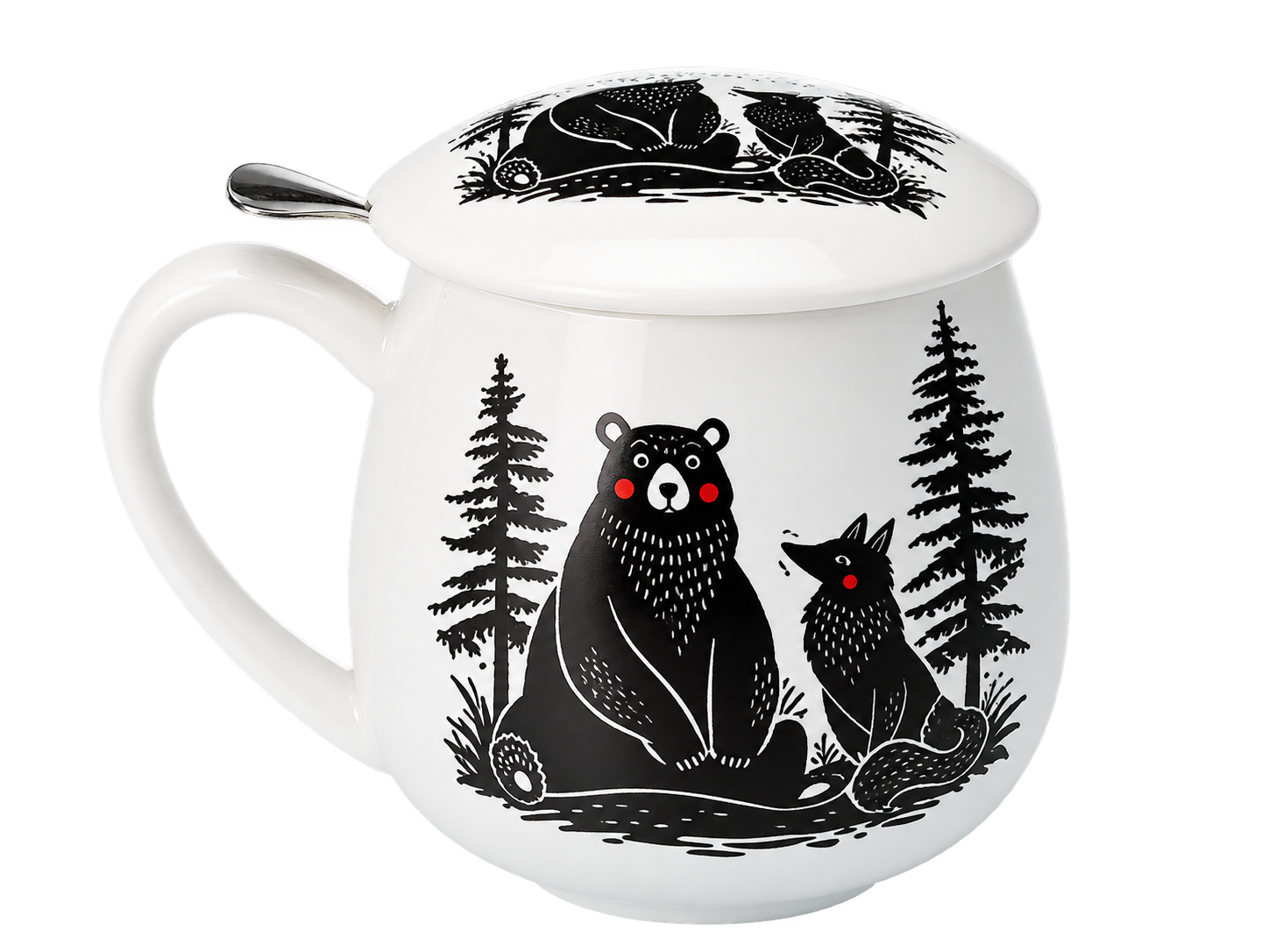 ChaCult Woody 350 ml – porcelánový čajový hrnček s viečkom