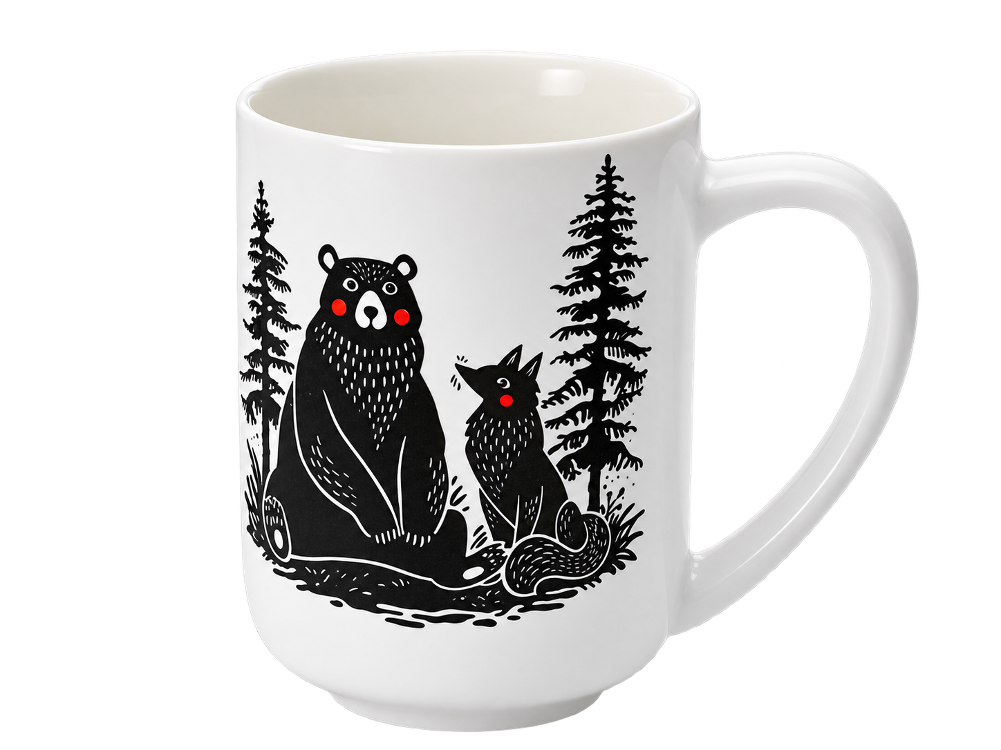 ChaCult Woody 400 ml – porcelánový hrnček s medveďom a líškou