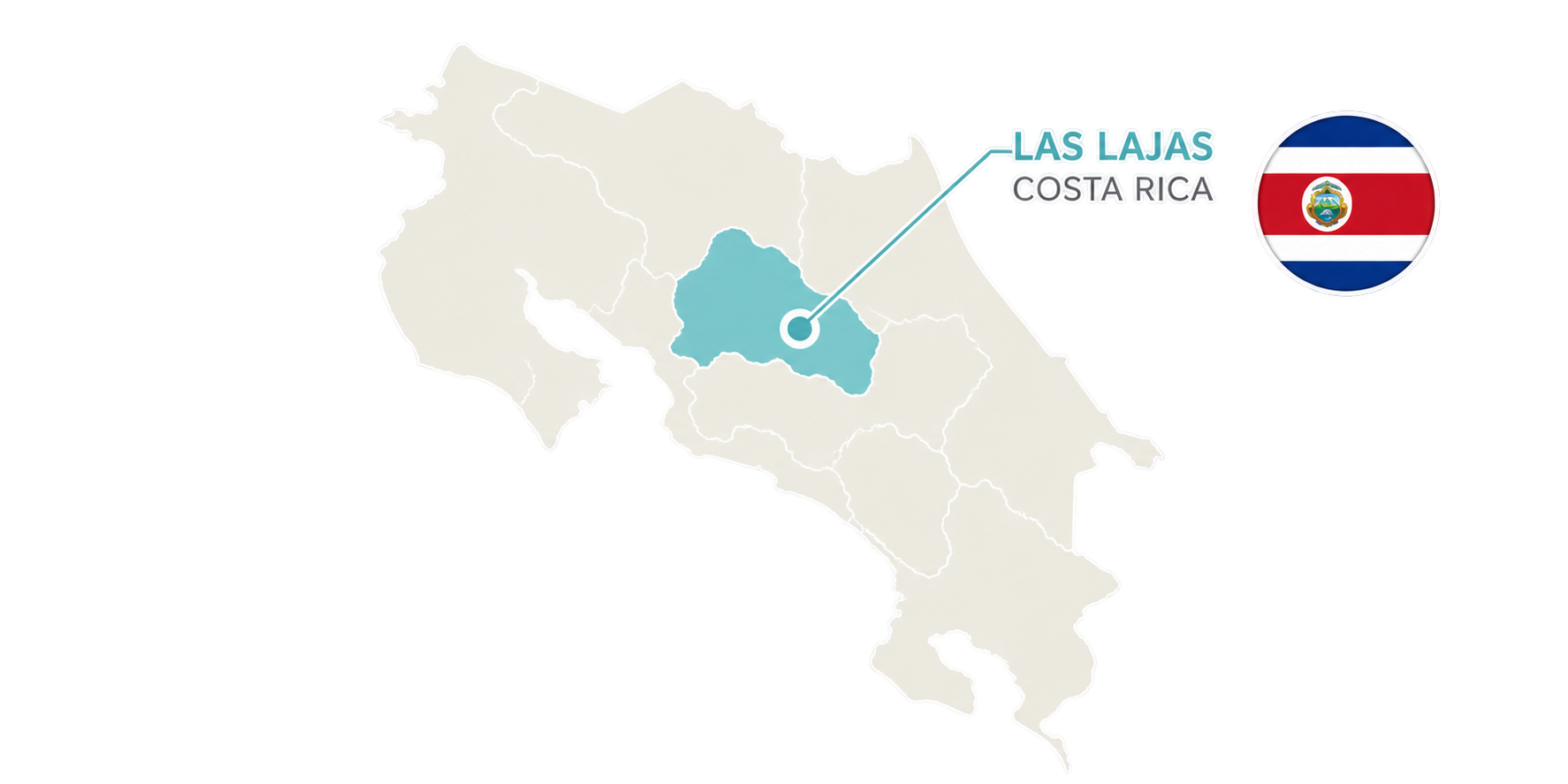 Costa Rica Las Lajas · mapa pôvodu kávy