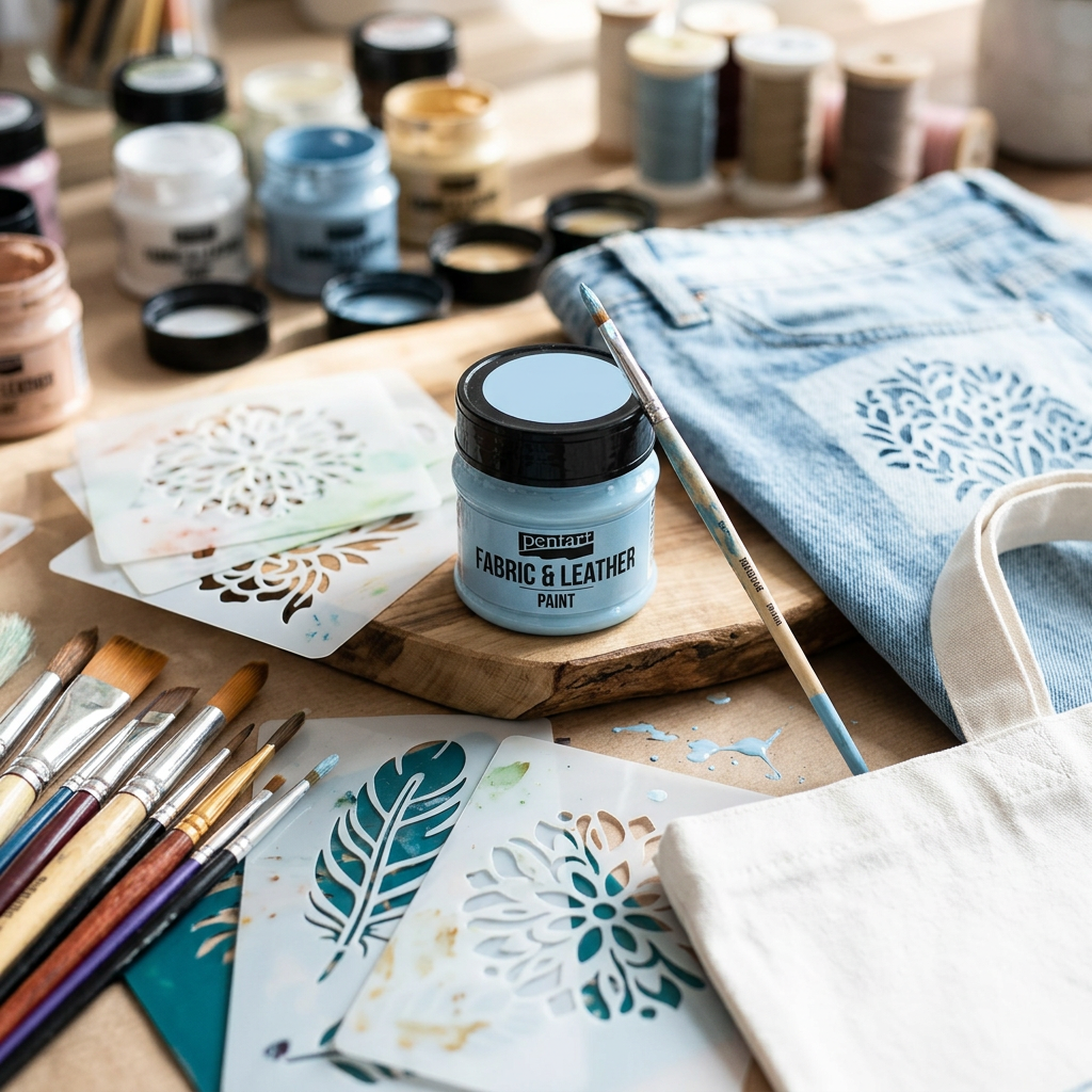 Barva na kůži a textil PENTART 50 ml LEDOVÁ MODRÁ