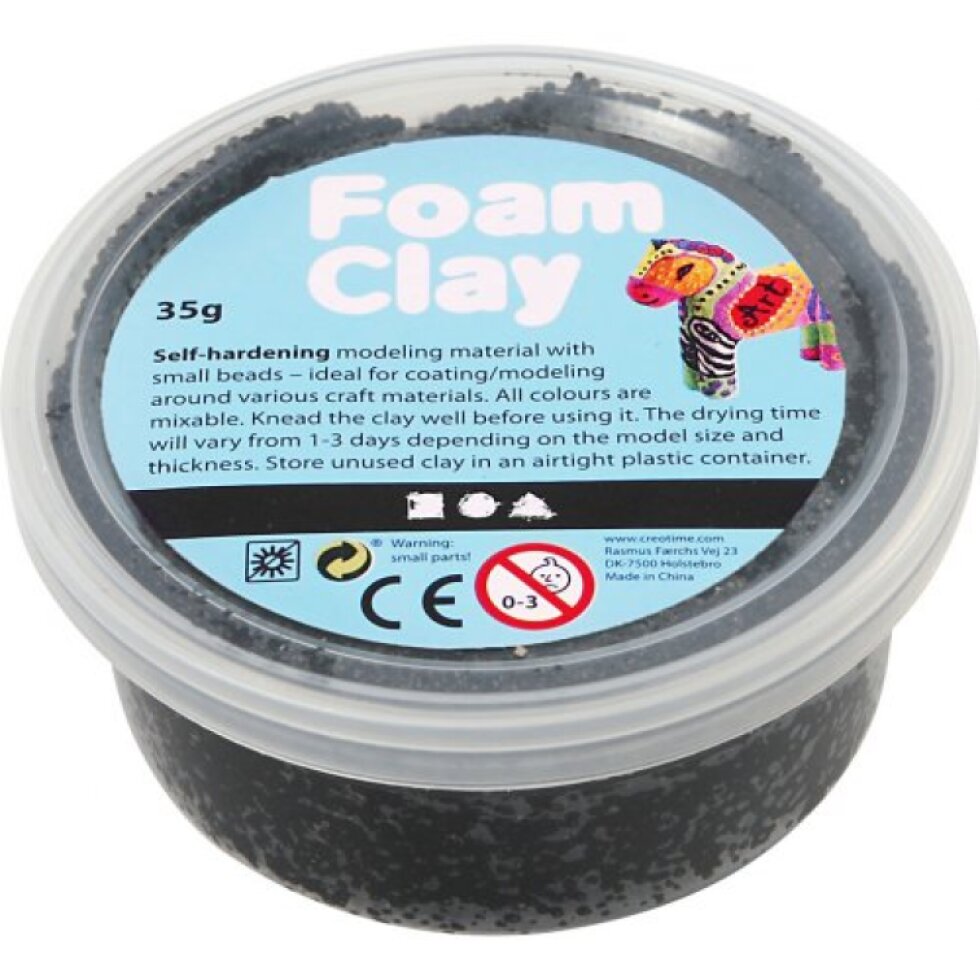 Samotvrdnoucí modelovací pěnová kuličková hmota Foam Clay 35g ČERNÁ