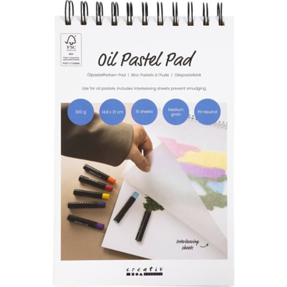 Blok pro olejový pastel - 15 listů, A5, 300g, bílý