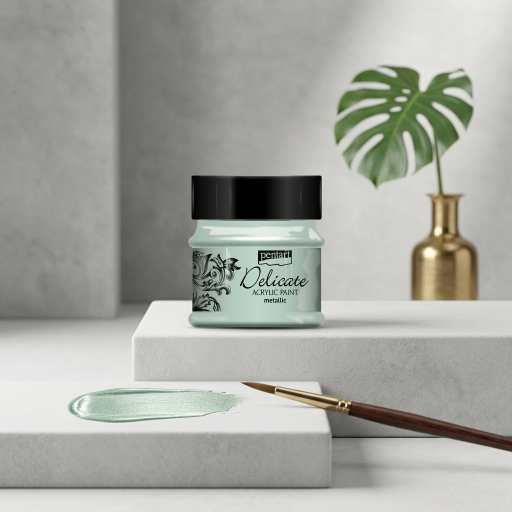 Akrylová barva delikátní metalická PENTART 50 ml ZELENOSTŘÍBRNÁ
