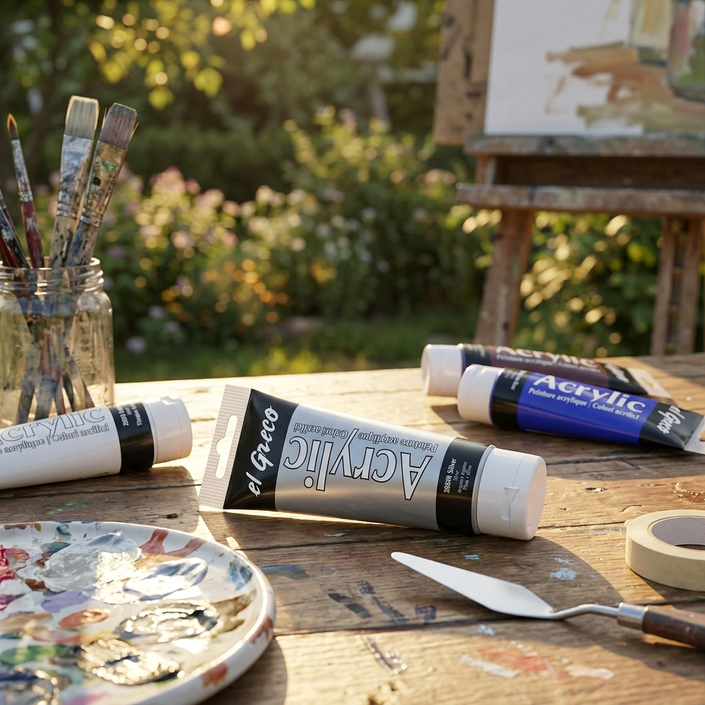 Akrylová barva EL GRECO 75 ml STŘÍBRNÁ