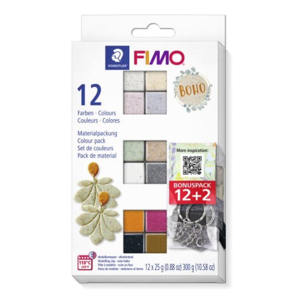 FIMO Efekt BOHO COLOR sada 12 barev 25 g + PROMO PRSTENY