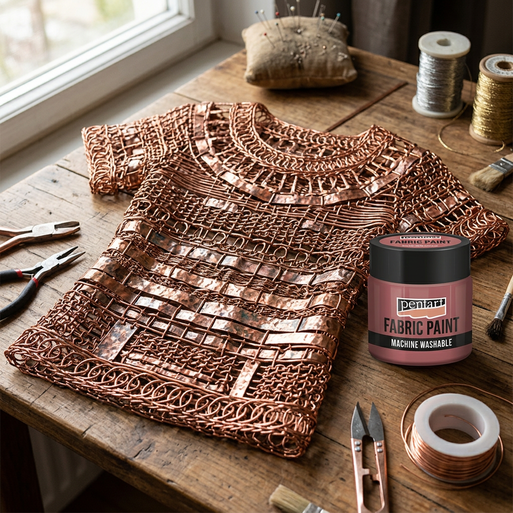 Barva na světlý a tmavý textil metalická PENTART 50 ml MĚDĚNÁ