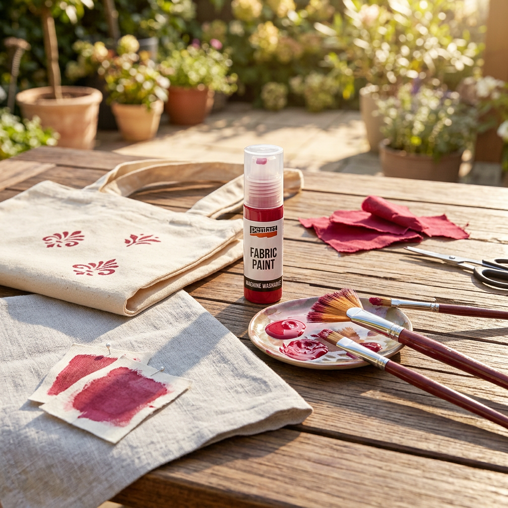 Barva na světlý a tmavý textil PENTART 20 ml KARMÍNOVÁ
