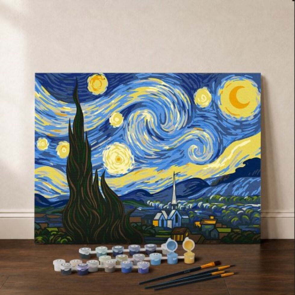 Malování podle čísel - HVĚZDNÁ NOC, VINCENT VAN GOGH 24.5 x 32.5 cm