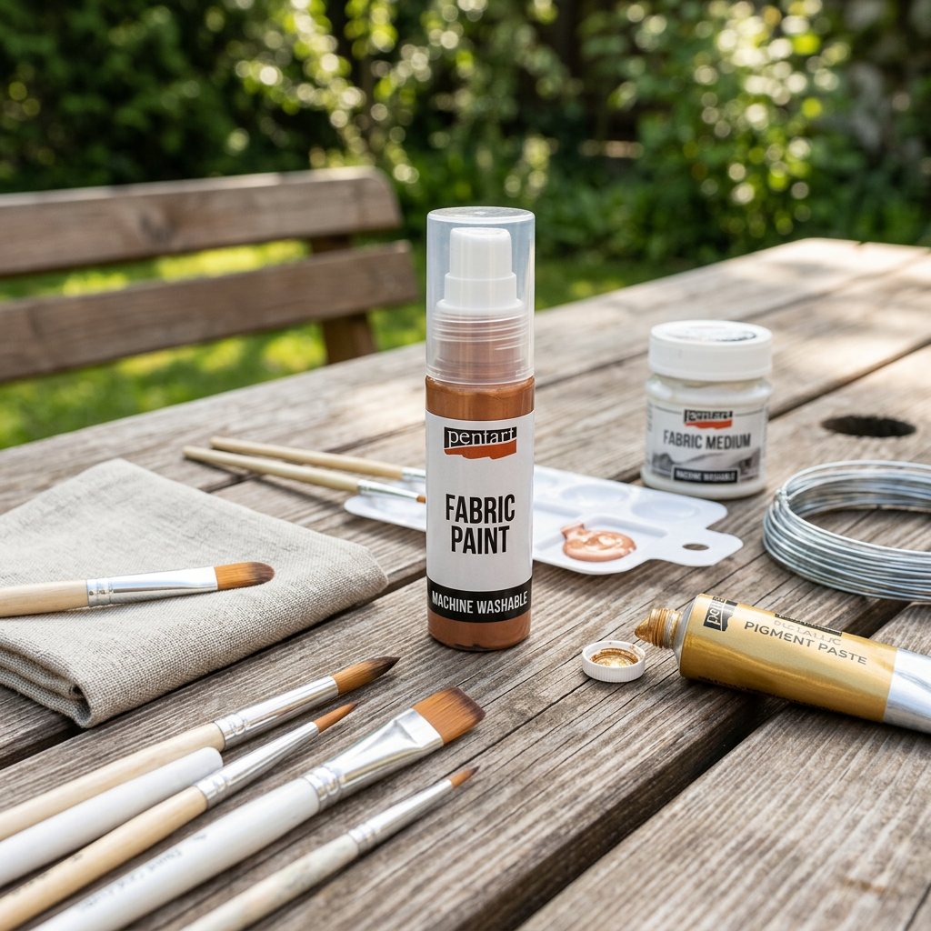 Barva na světlý a tmavý textil metalická PENTART 20 ml MĚDĚNÁ