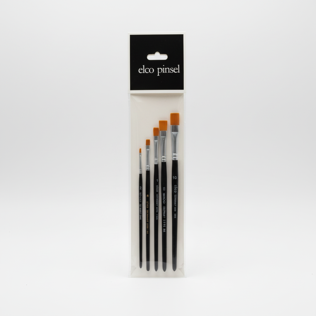 Sada štětců ELCO PINSEL plochý vlas zlatý 2+4+6+8+10