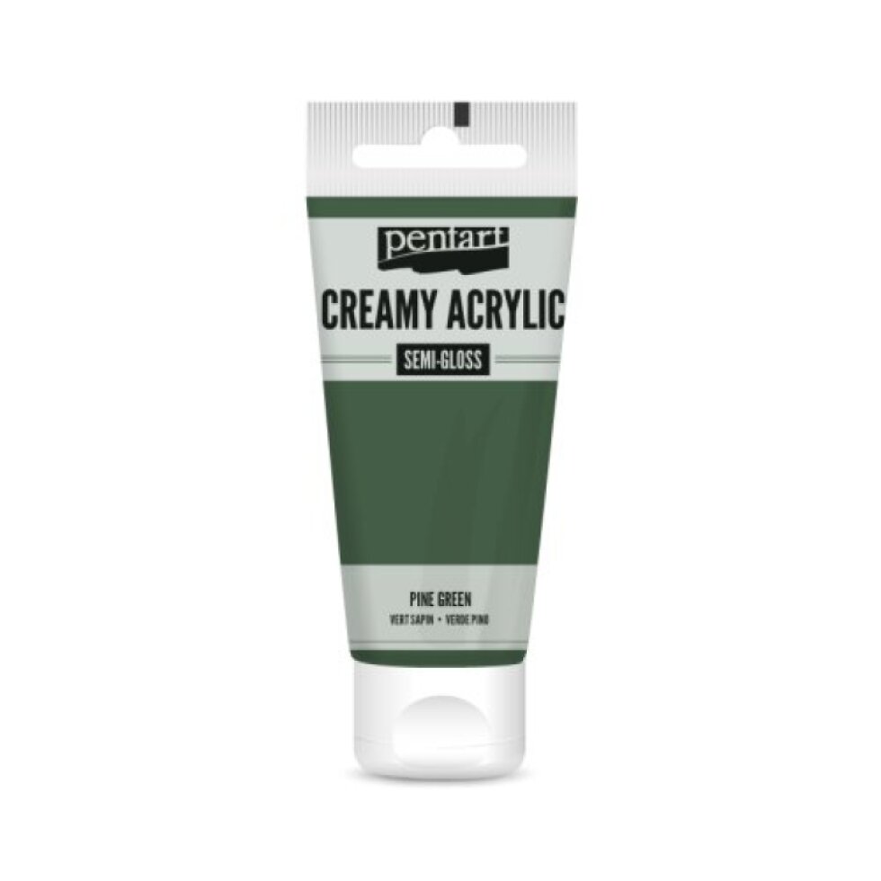 Krémová akrylová barva pololesklá PENTART 60 ml BOROVICOVÁ ZELENÁ