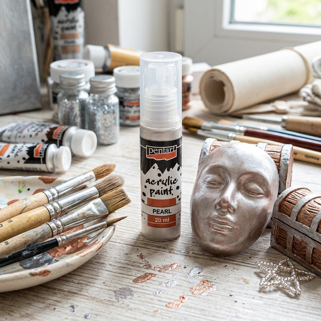 Akrylová barva perleťová PENTART 20 ml STŘÍBRNÁ