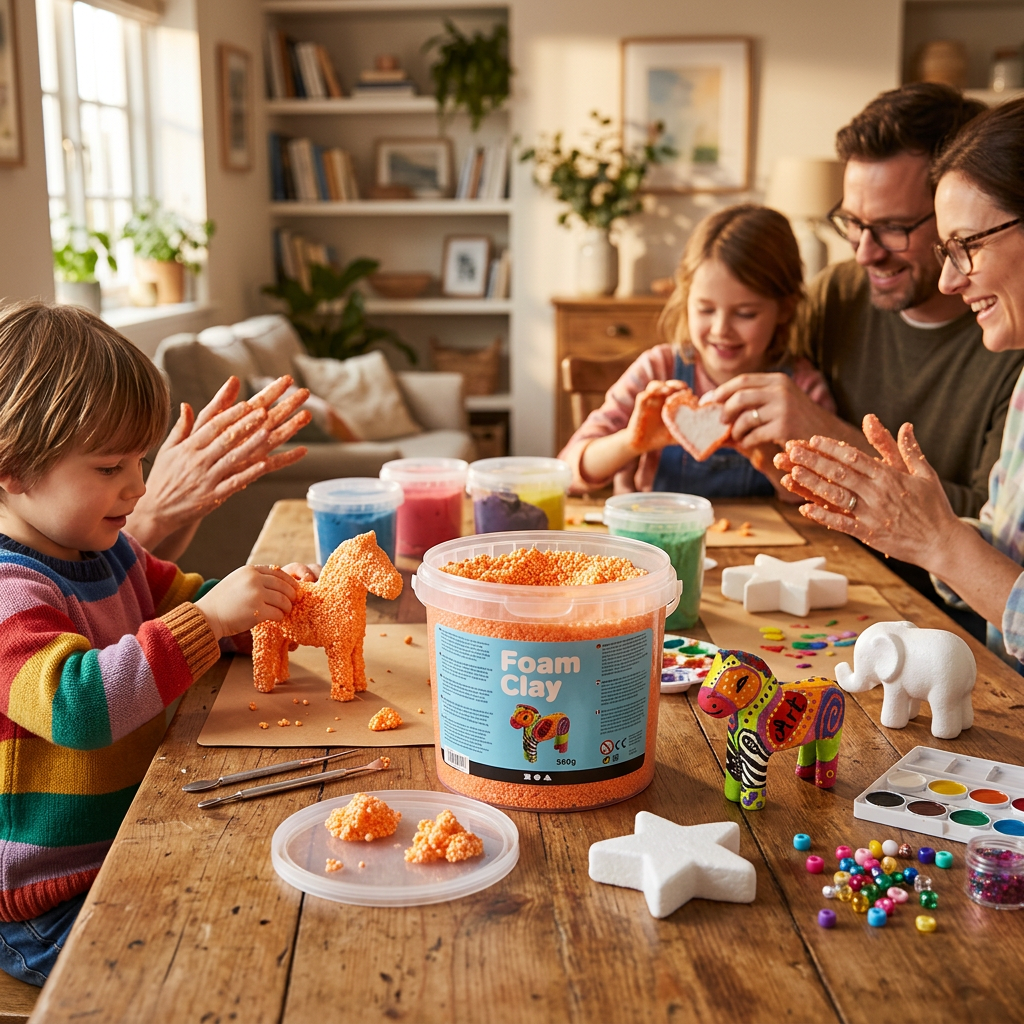Samotvrdnoucí modelovací pěnová kuličková hmota Foam Clay NEONOVÁ ORANŽOVÁ 560g