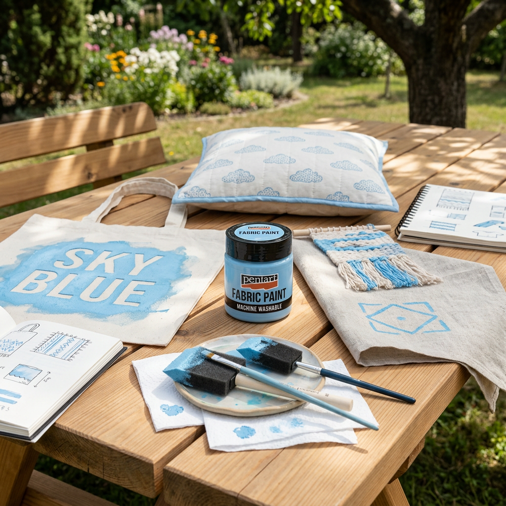 Barva na světlý a tmavý textil PENTART 50 ml SKY MODRÁ