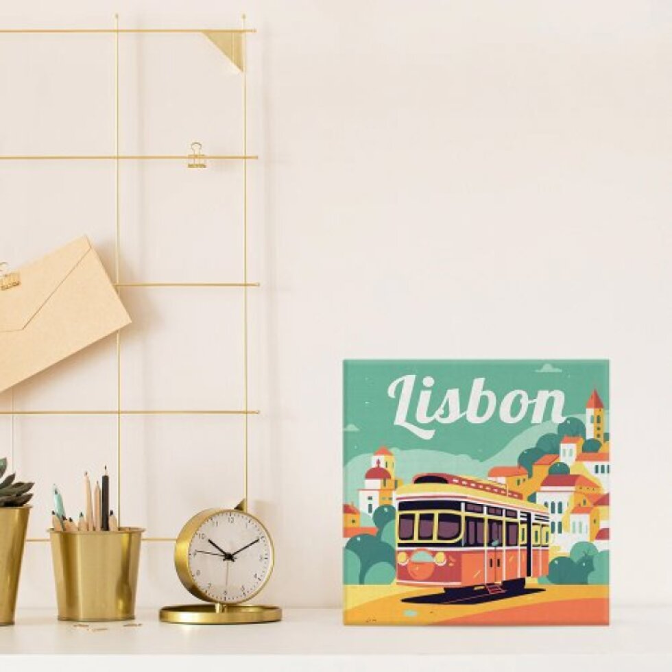 Mini malování podle čísel - Travel Poster LISABON 20 x 20 cm na rámu