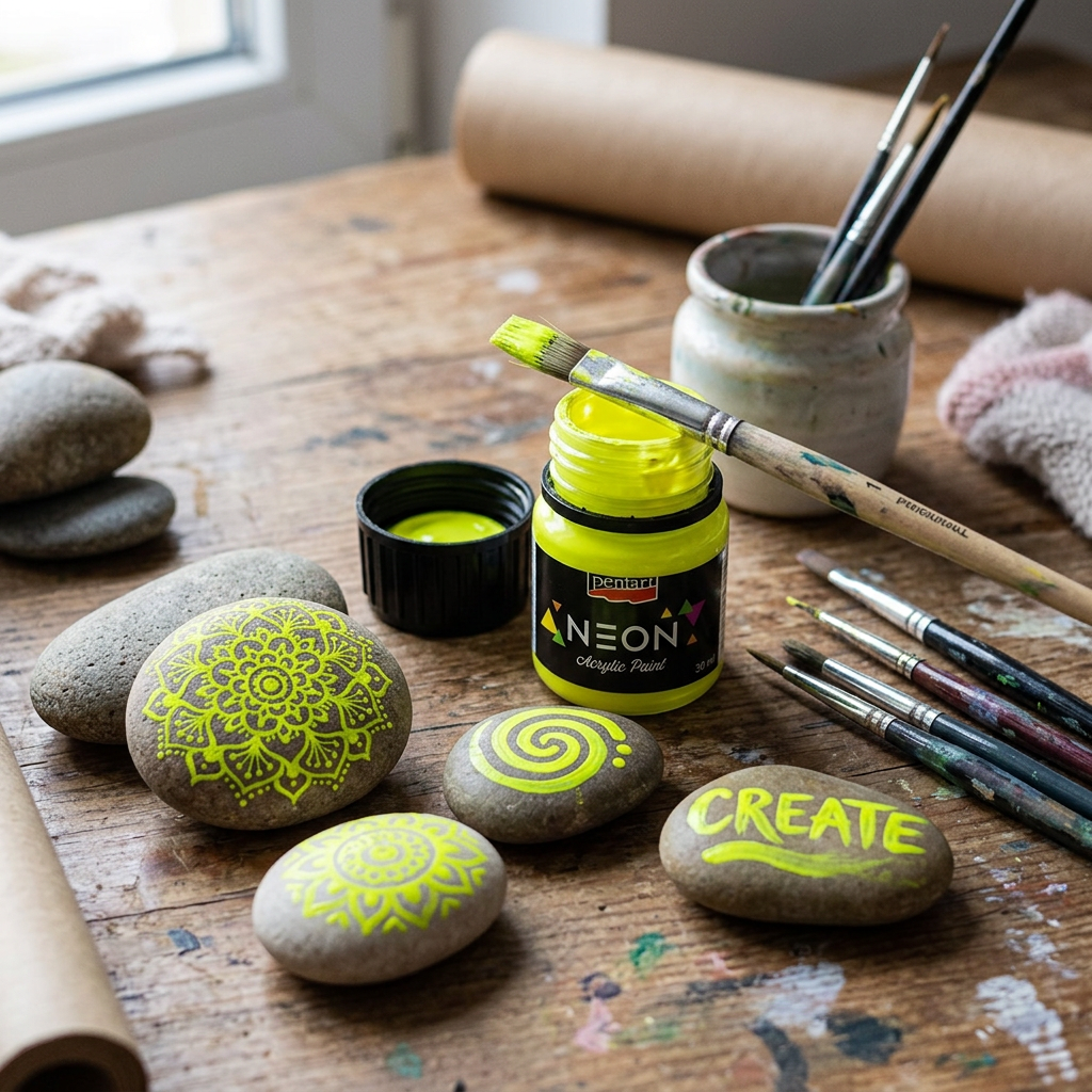 Akrylová barva NEON PENTART 30 ml ŽLUTÁ