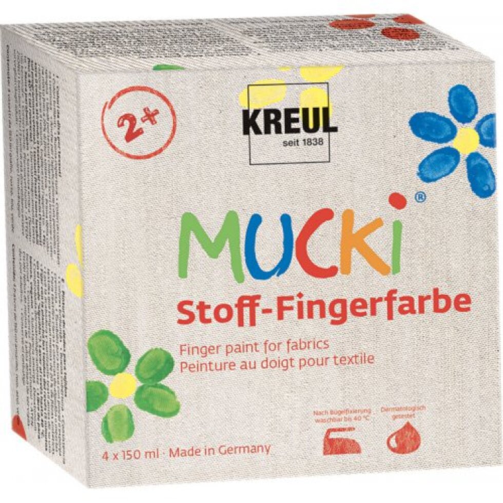 Sada Prstové barvy na textil MUCKI 4 barvy 150 ml