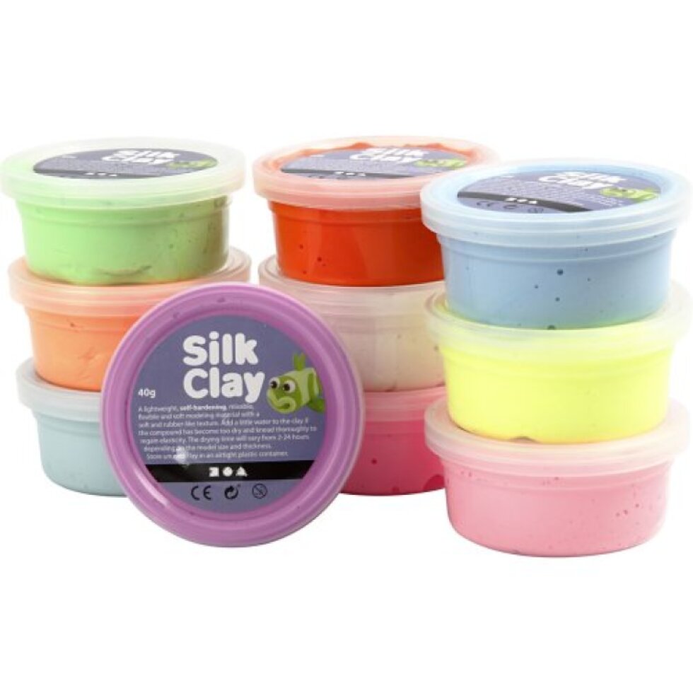 Silk Clay hedvábná modelovací hmota SADA 10 barev NEONOVÉ BARVY