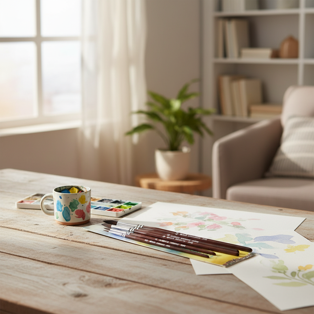 Sada štětců na akvarel ELCO PINSEL - mahagon - syntetický vlas - 5 ks