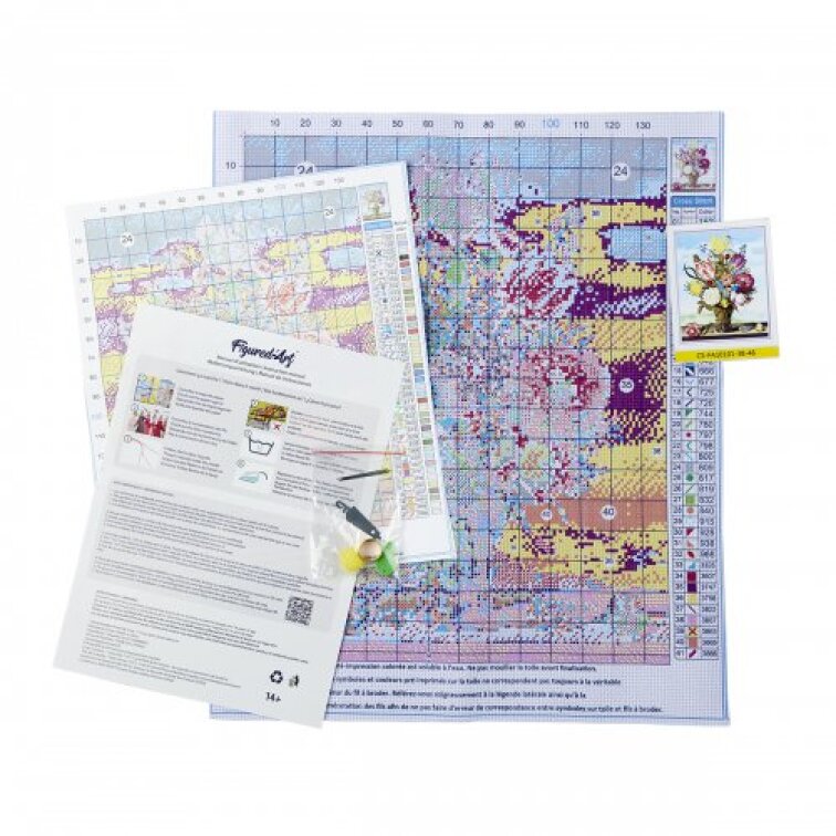 Vyšívání křížkové sada - Dívka a růže 32 x 40 cm