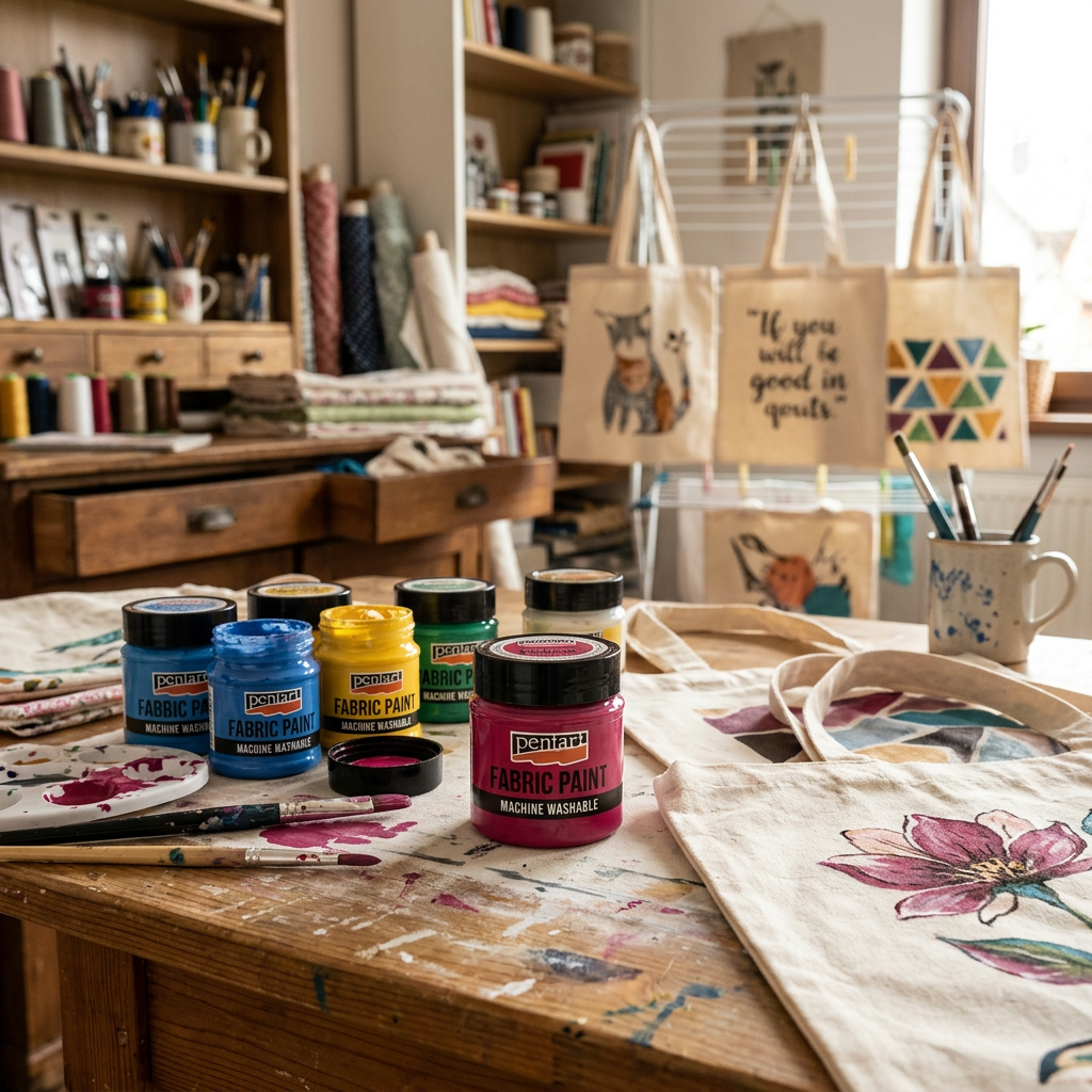 Barva na světlý a tmavý textil PENTART 50 ml KARMÍNOVÁ