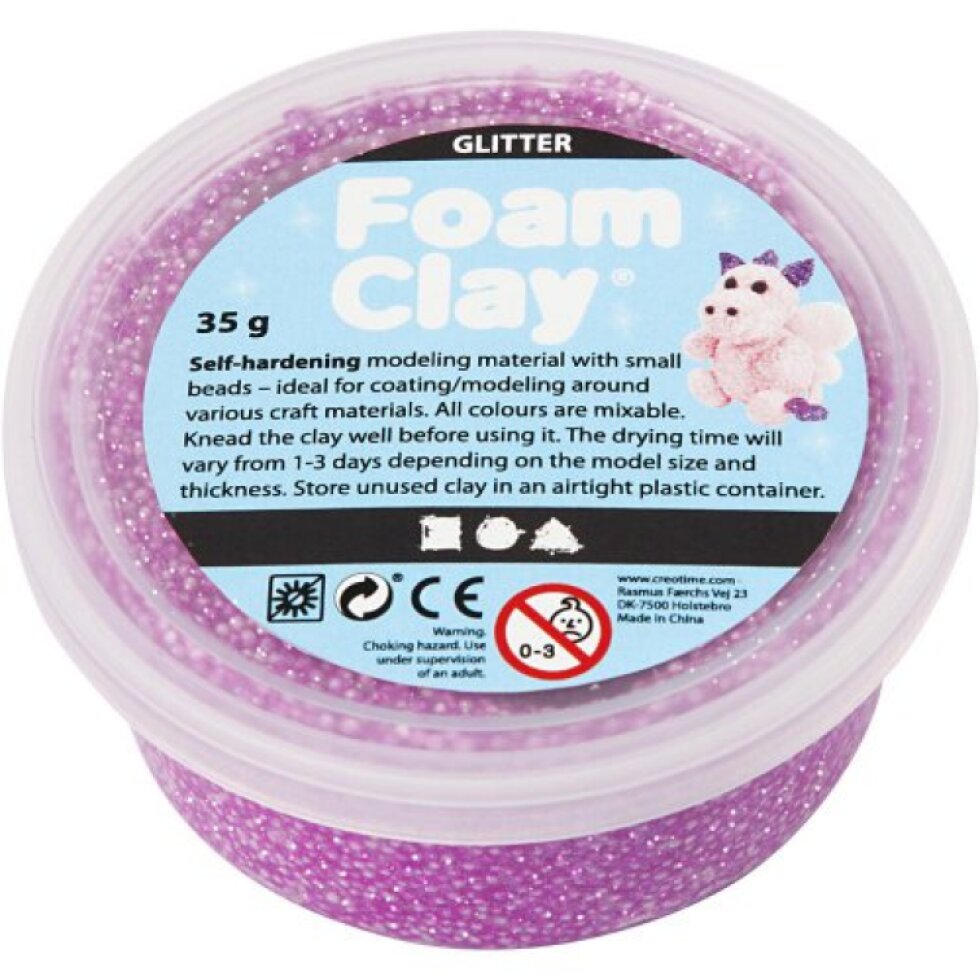 Samotvrdnoucí modelovací pěnová kuličková hmota Foam Clay 35g FIALOVÁ TŘPYTIVÁ