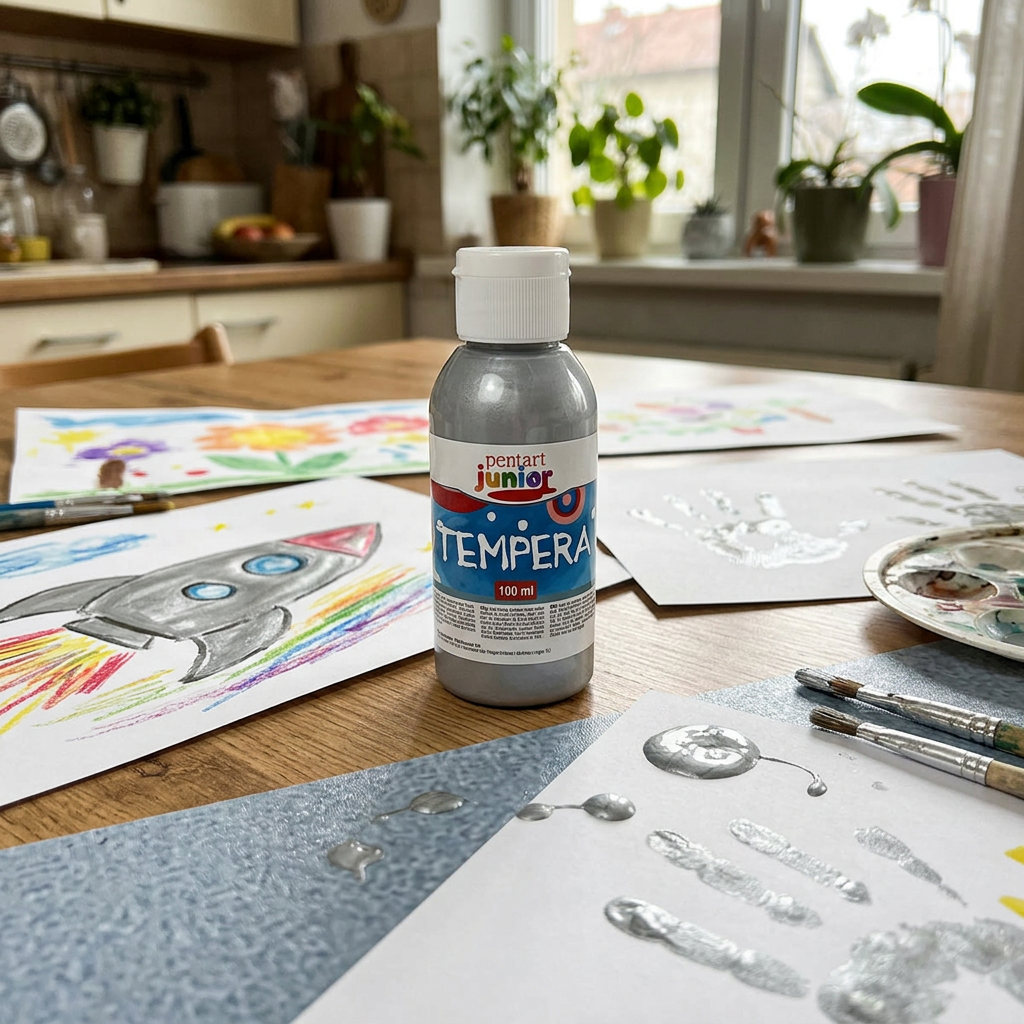Temperová barva Junior PENTART 100 ml STŘÍBRNÁ