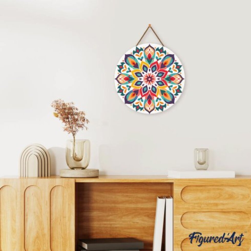 Diamantové malování na dřevu - Mandala