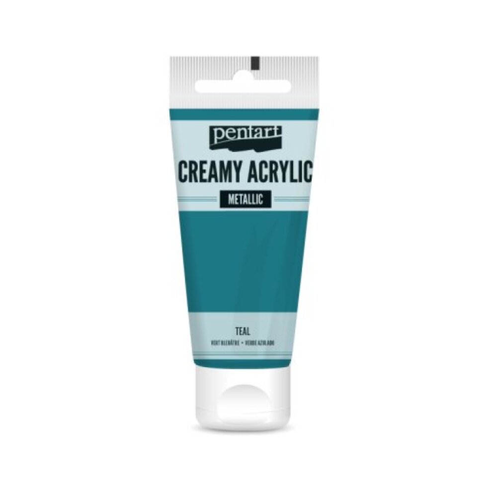 Krémová akrylová barva metalická PENTART 60 ml MODROZELENÁ