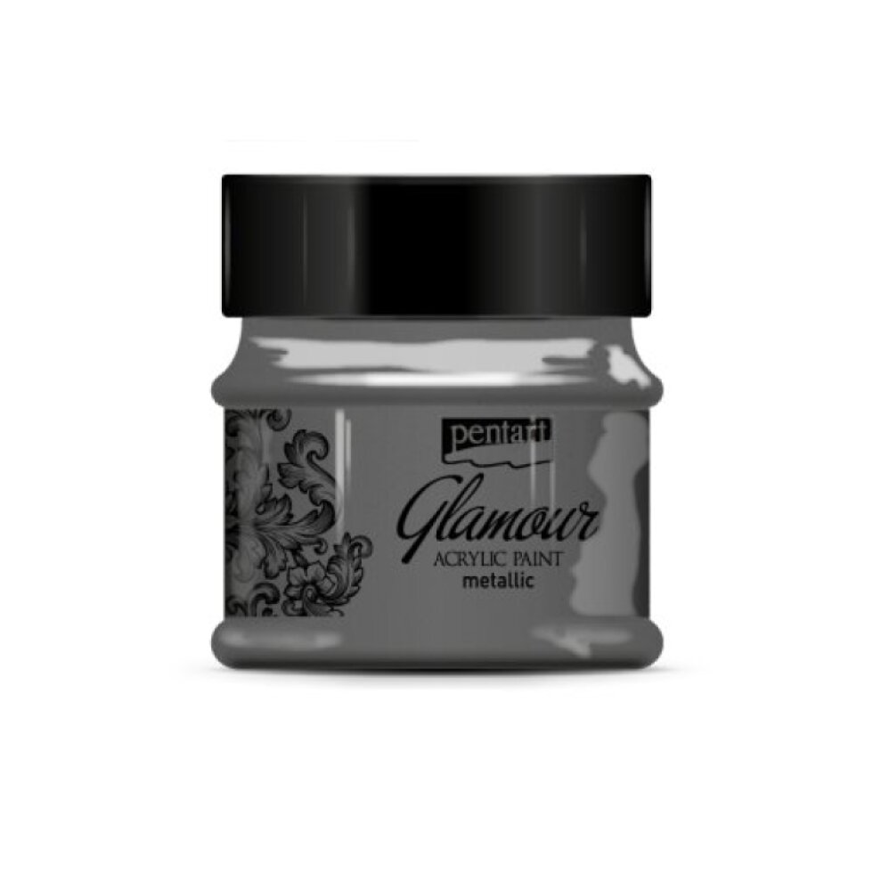 Akrylová barva metalická zářivá PENTART 50 ml ČERNOSTŘÍBRNÁ