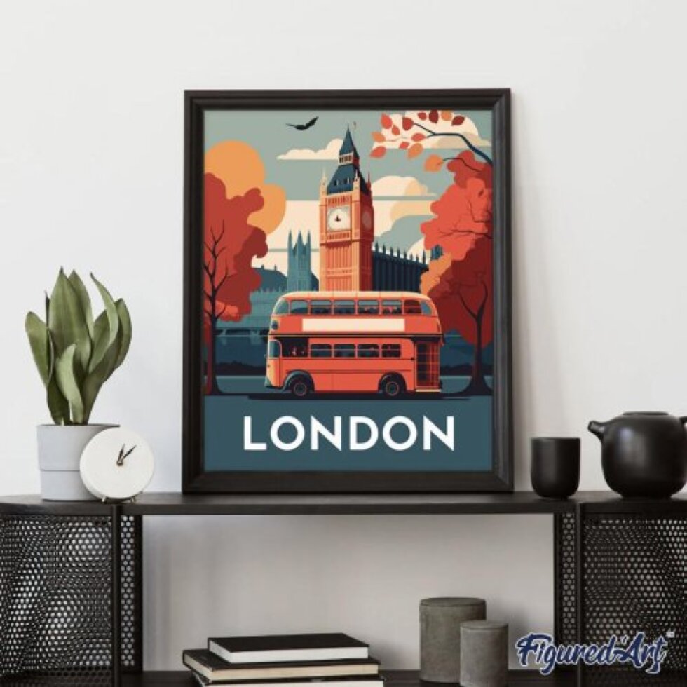 Malování podle čísel - VINTAGE LONDÝN na rámu 40 x 50 cm