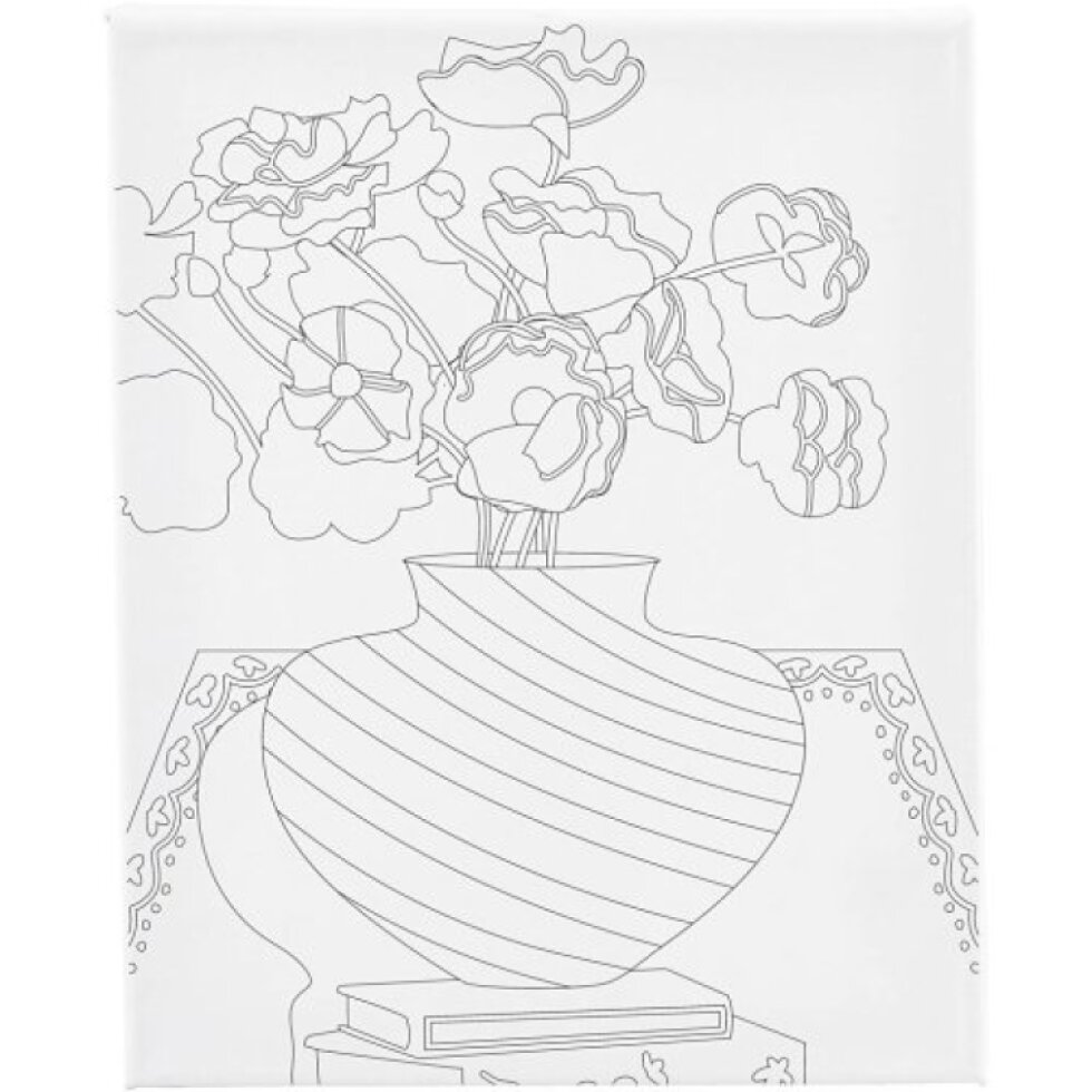 Malířské plátno s předtiskem 24x30 cm KYTICE VE VÁZE