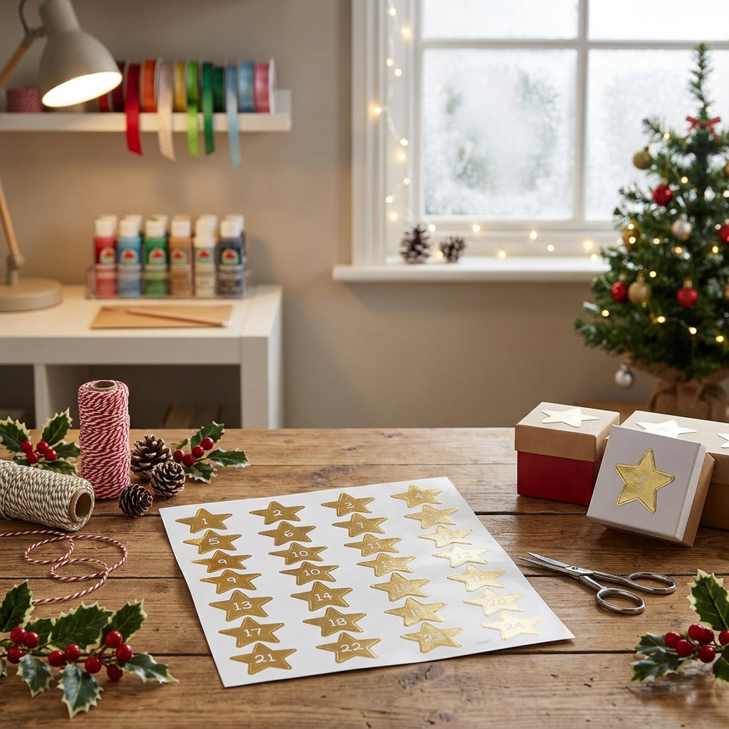 Samolepky - ČÍSLA NA ADVENTNÍ KALENDÁŘ, 1 list