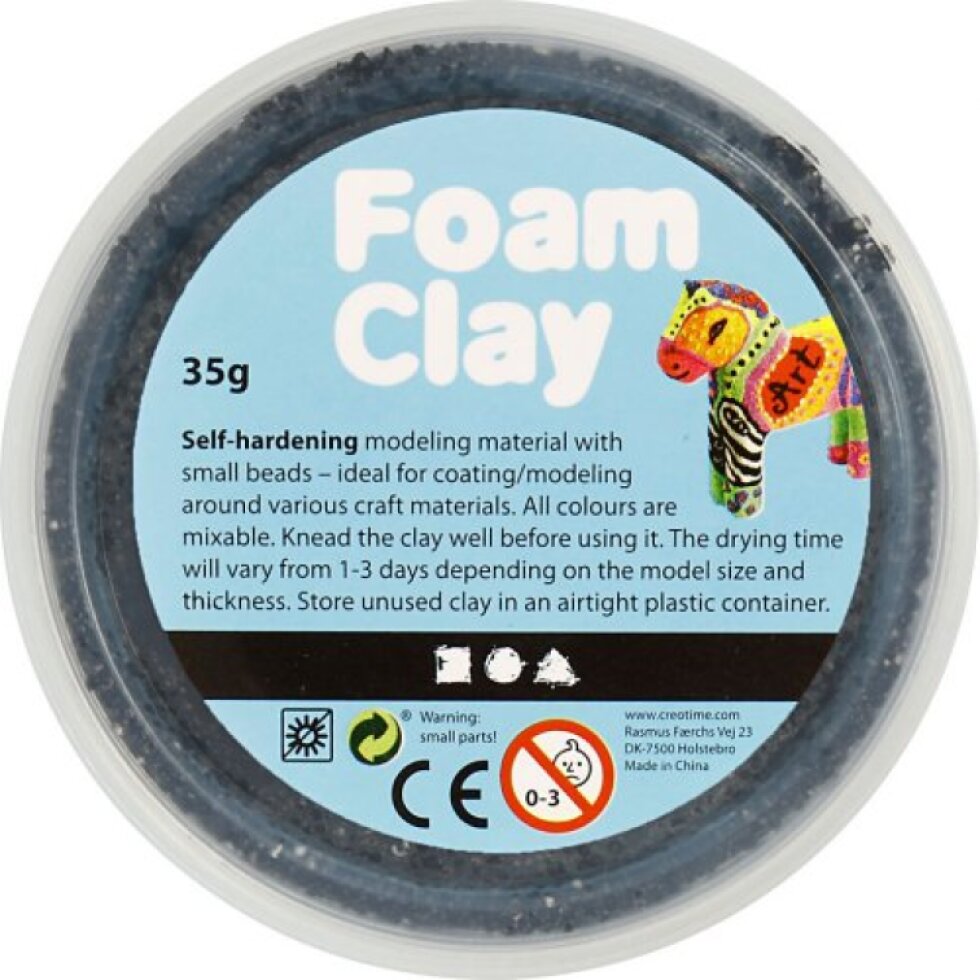 Samotvrdnoucí modelovací pěnová kuličková hmota Foam Clay 35g ČERNÁ