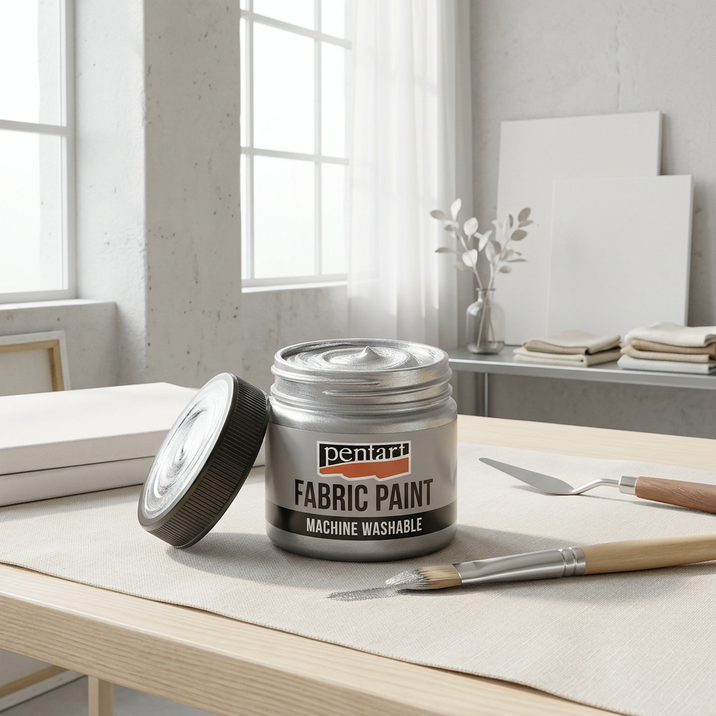 Barva na světlý a tmavý textil metalická PENTART 50 ml STŘÍBRNÁ