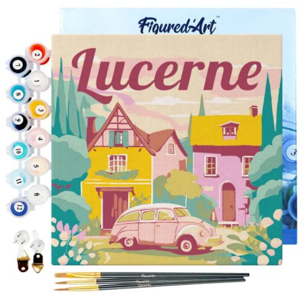 Mini malování podle čísel - Travel Poster LUZERN 20 x 20 cm na rámu