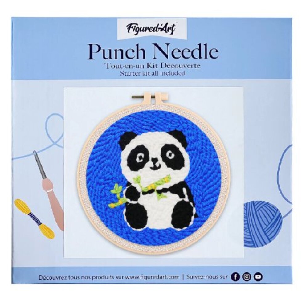 Vyšívání dutou jehlou sada - BABY PANDA 20x20 cm kulatý rám