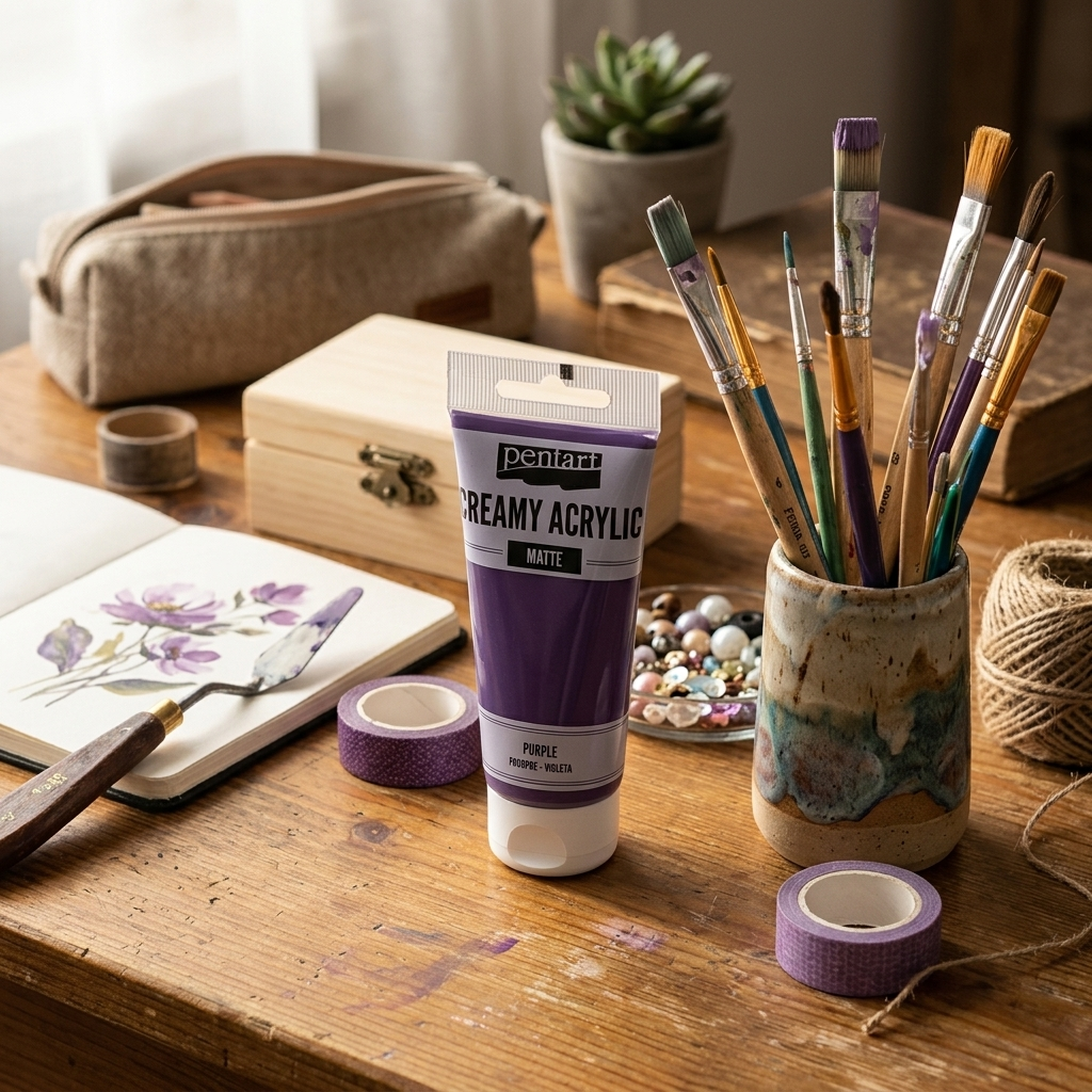 Krémová akrylová barva matná PENTART 60 ml PURPUROVÁ