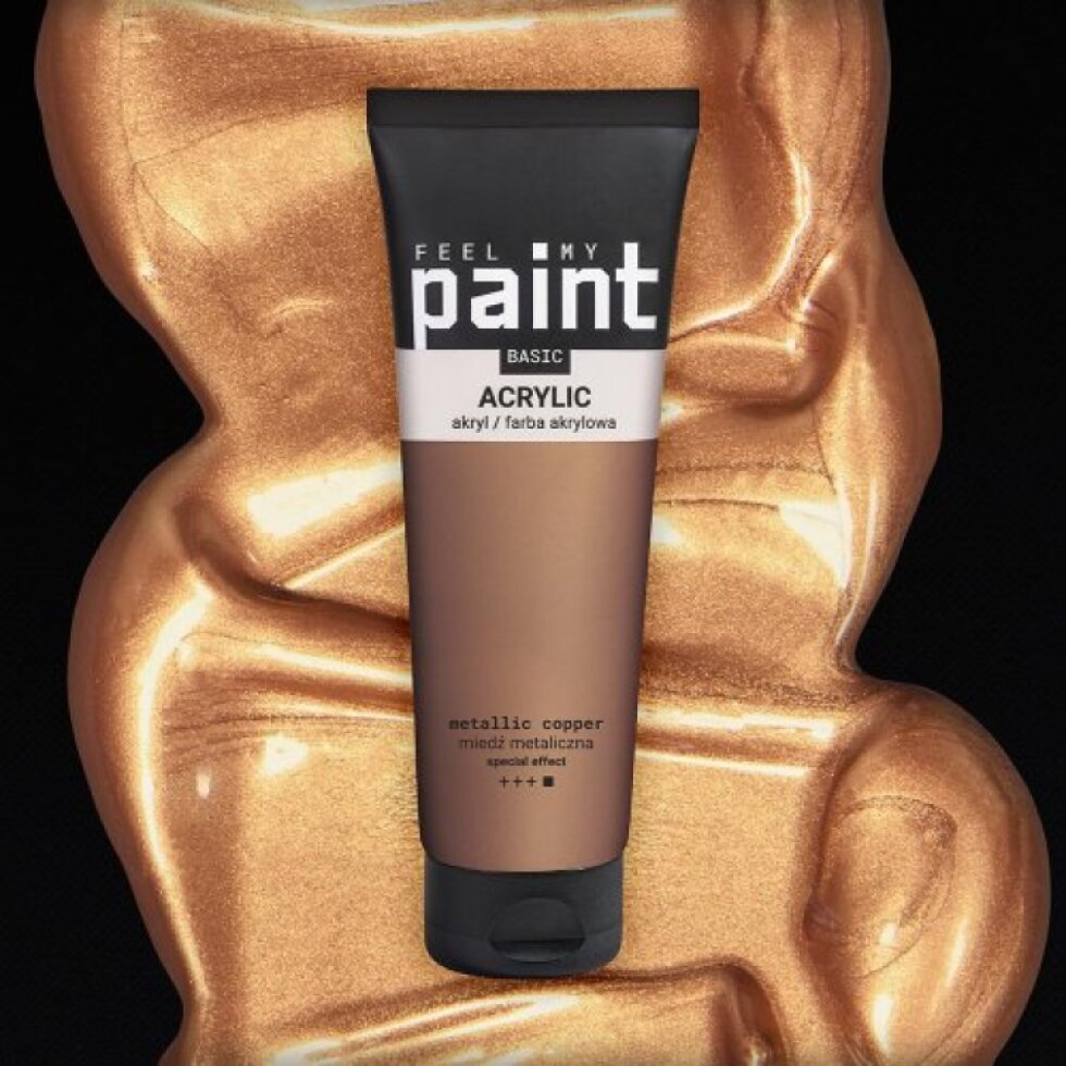 Akrylová barva FeelMyPaint 120 ml MĚDĚNÁ - certifikace o bezpečnosti dětských hraček