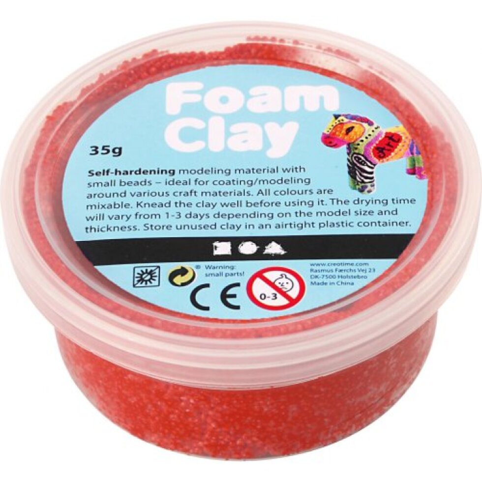 Samotvrdnoucí modelovací pěnová kuličková hmota Foam Clay 35g ČERVENÁ