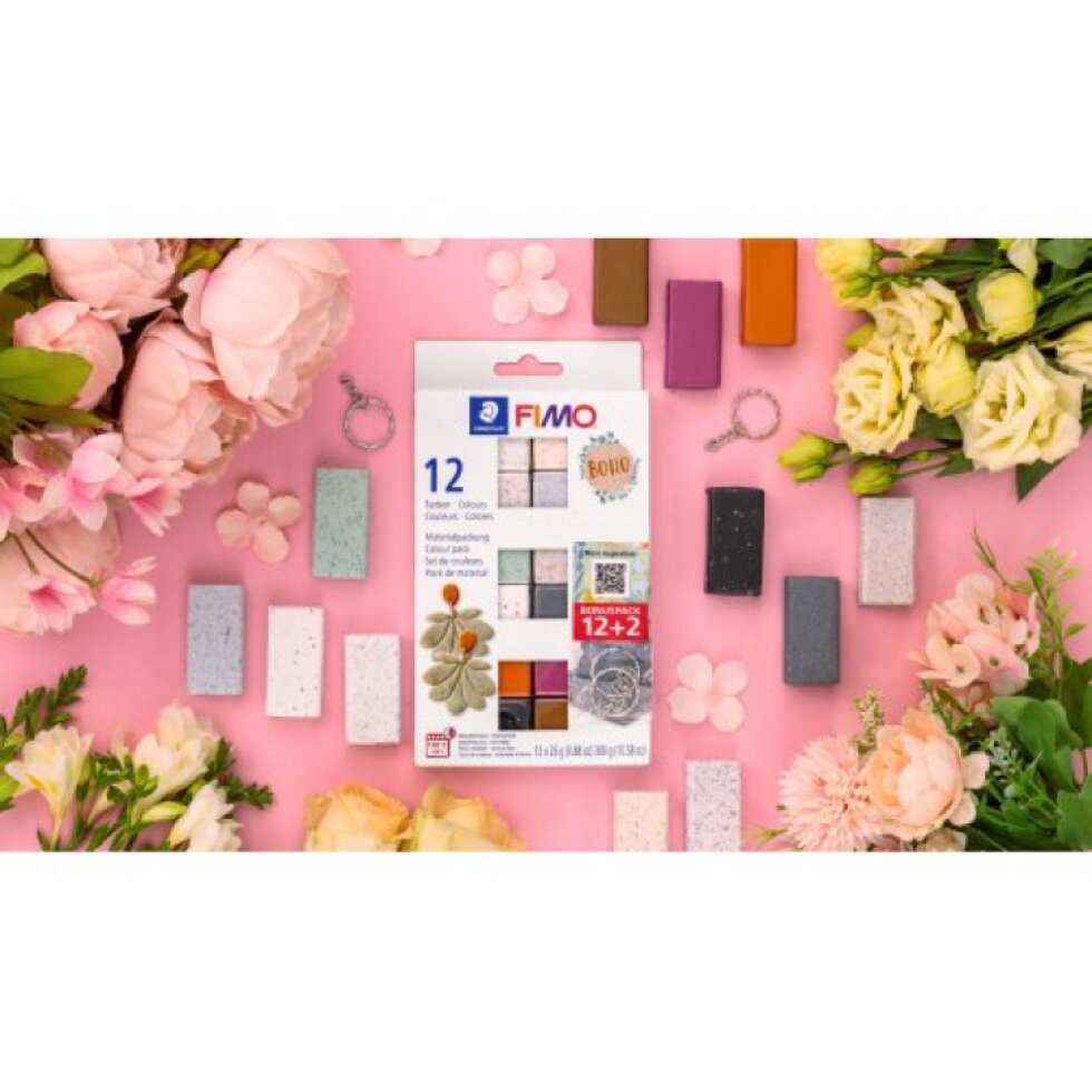 FIMO Efekt BOHO COLOR sada 12 barev 25 g + PROMO PRSTENY